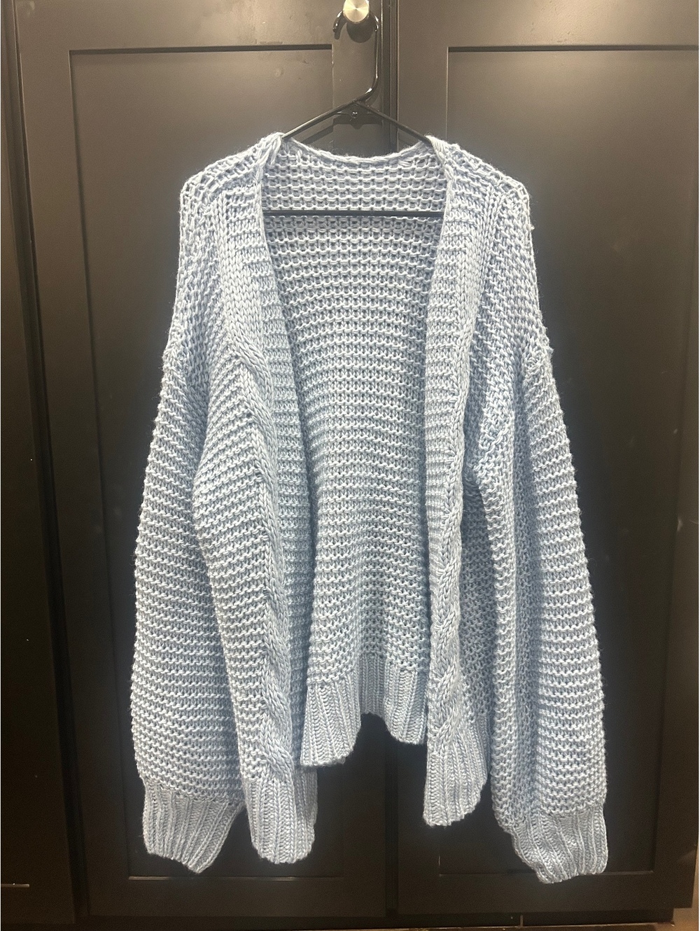 Light Blue Wool and Acrylic Knit Cardigan Sweater XL